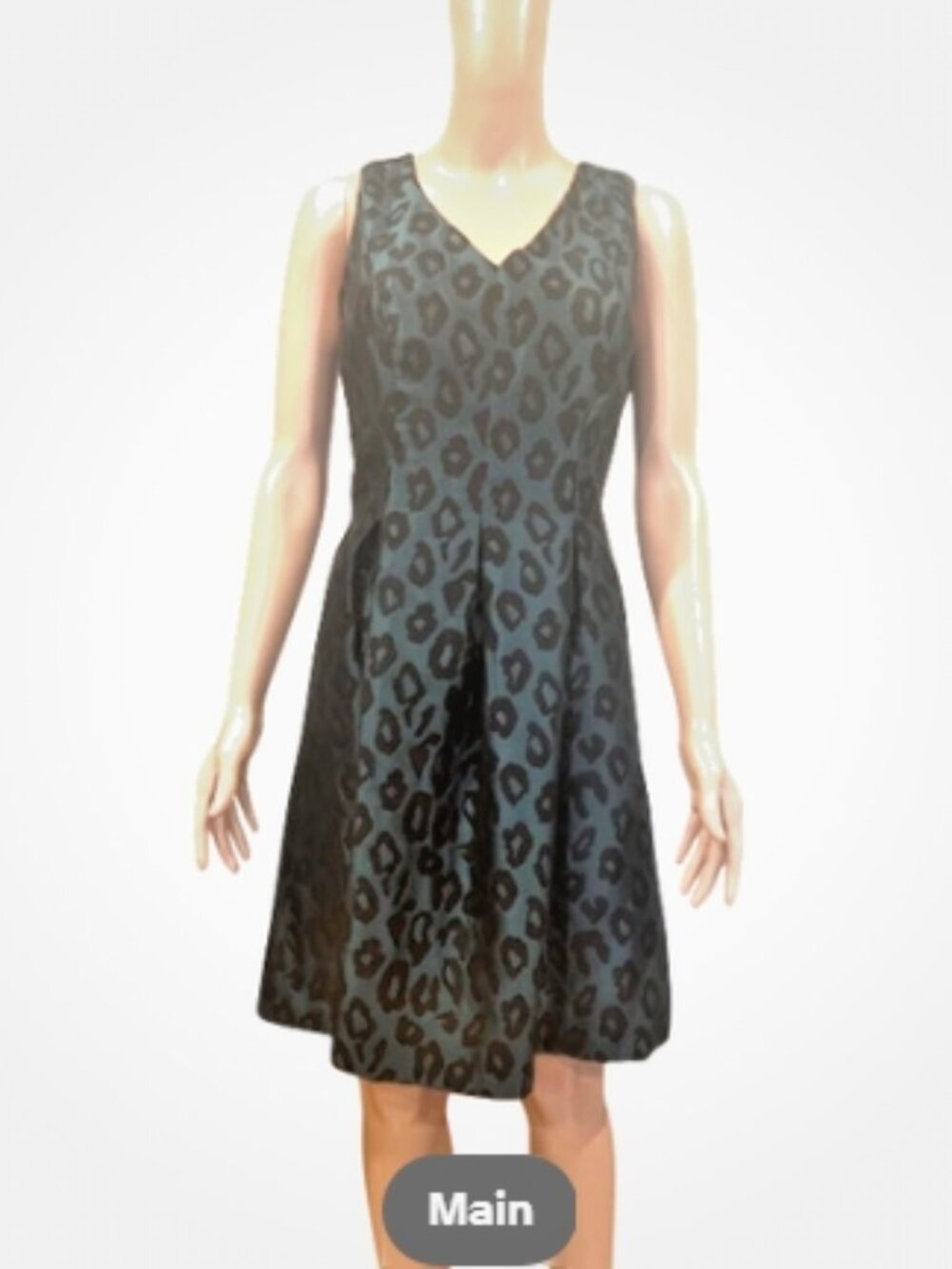 Ann Taylor LOFT Sleeveless Teal/Black Leopard Print Dress Size 4 NWT